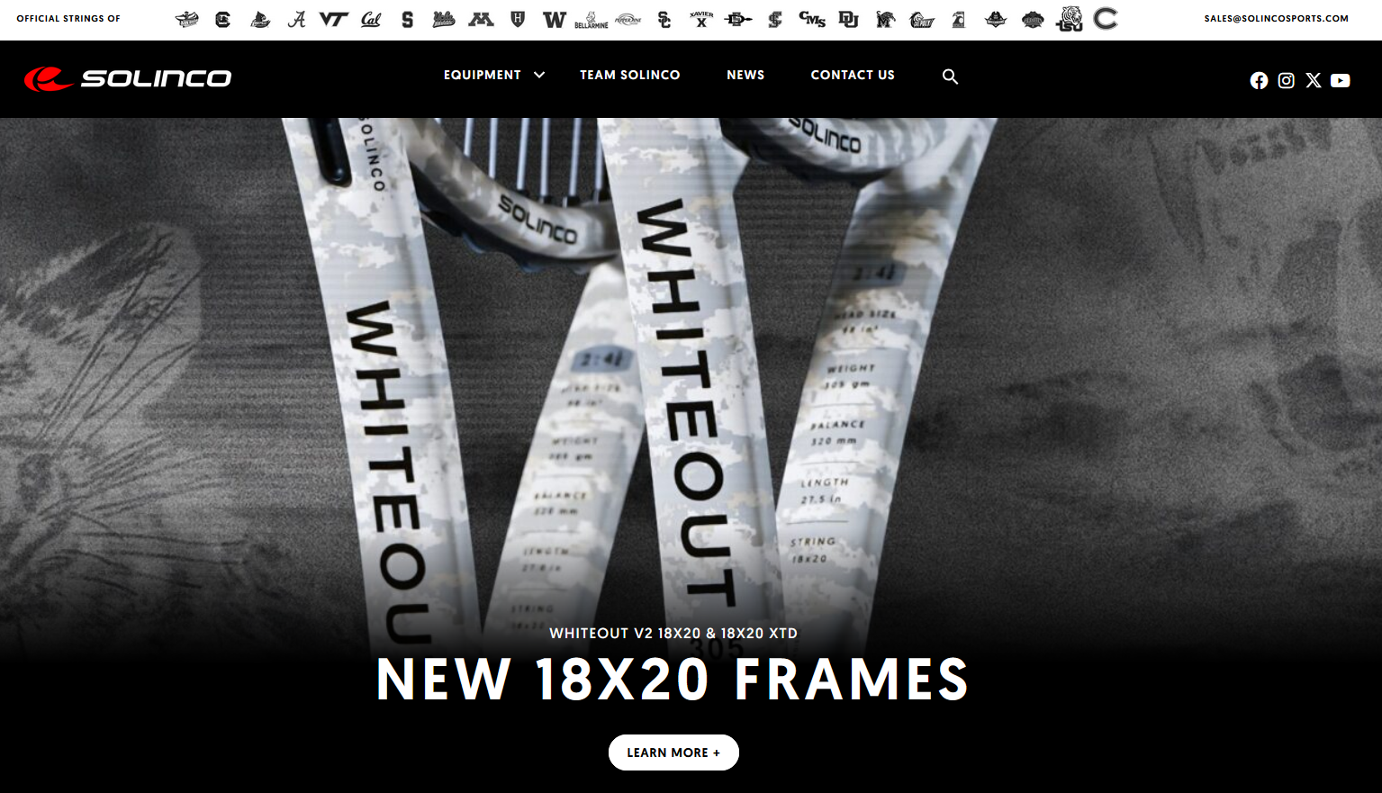 Screenshot of Solinco Sports website